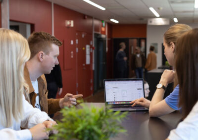 a photograph showing a group of students making a work plan