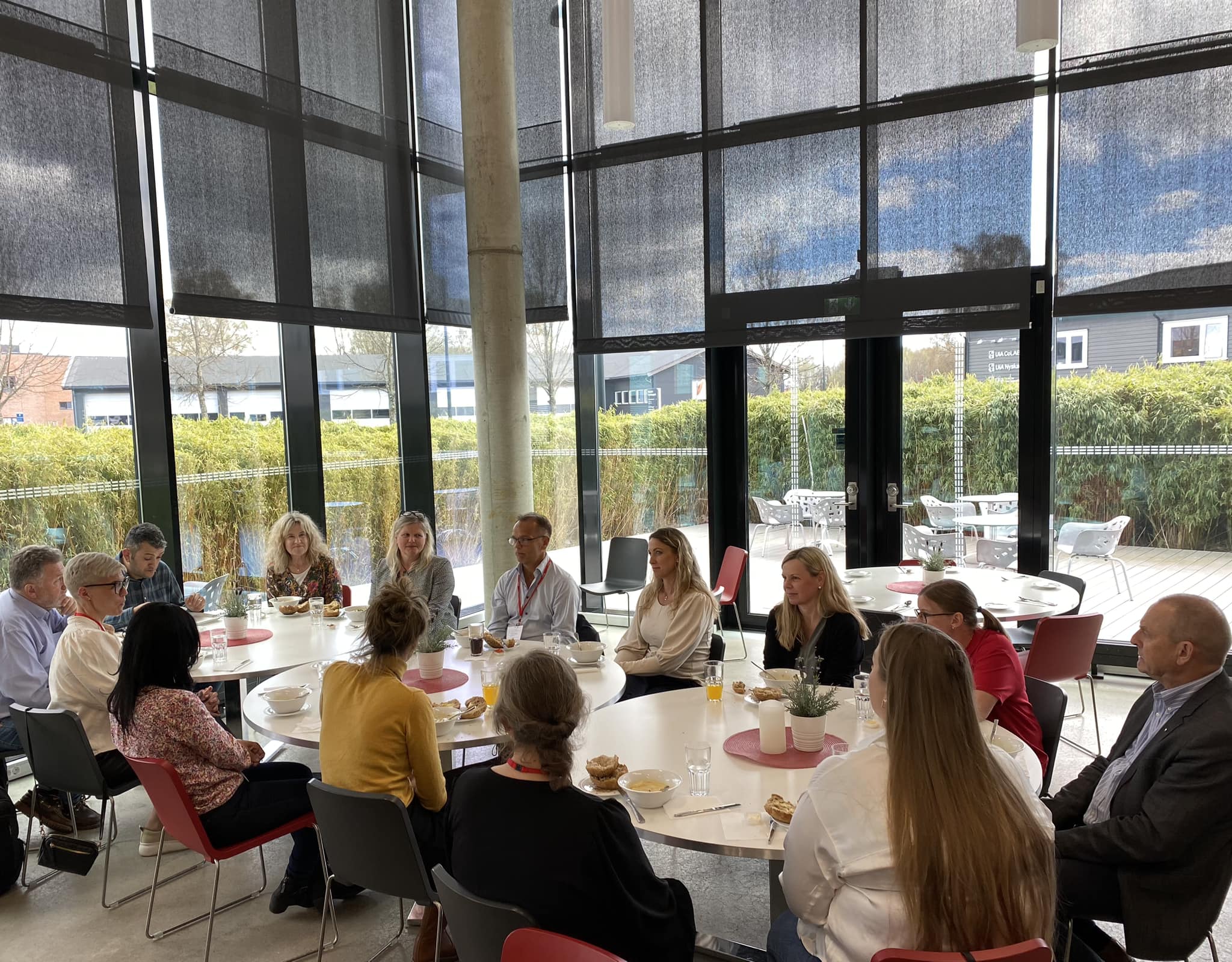 A group of 13 at a business dinner